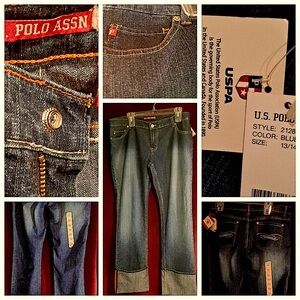 US Polo Assn. Jeans Womens 13/14  Mid-Rise Rinse Wash Stretch Blue Denim